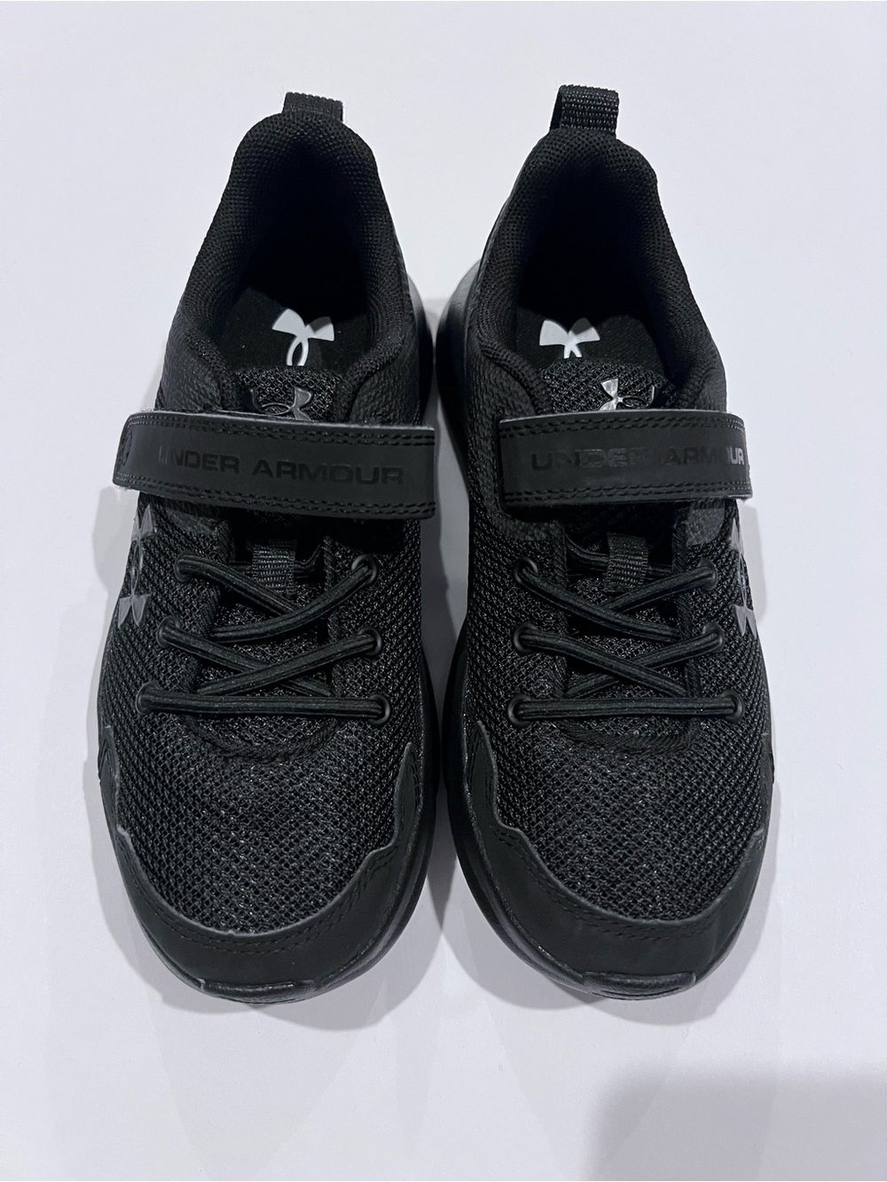 Under Armour Black Kids Athletic Sneakers with Hook-and-Loop Strap - Picture 2 of 4